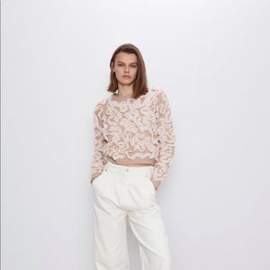 Zara Women Contrasting Pink Knit Sweater